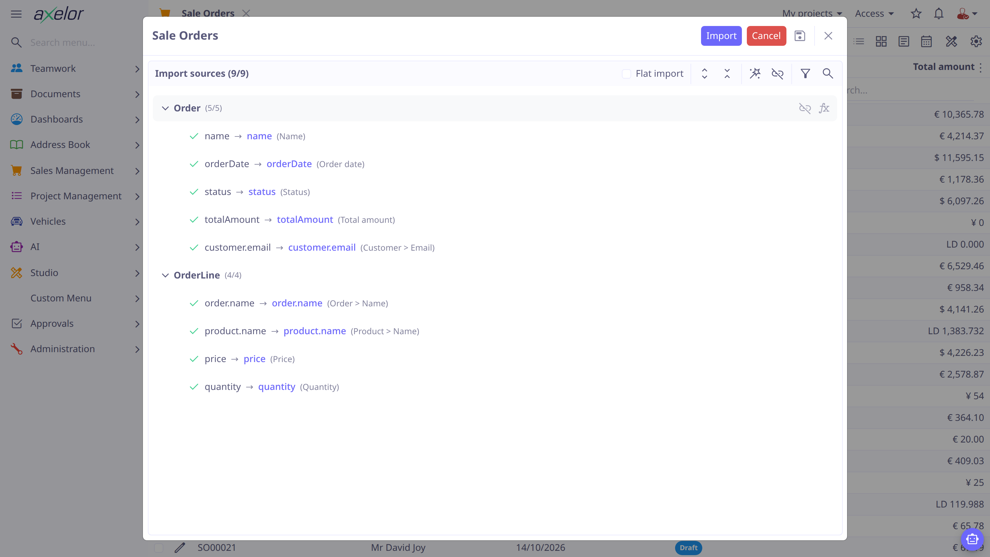 Reviewing import source mappings