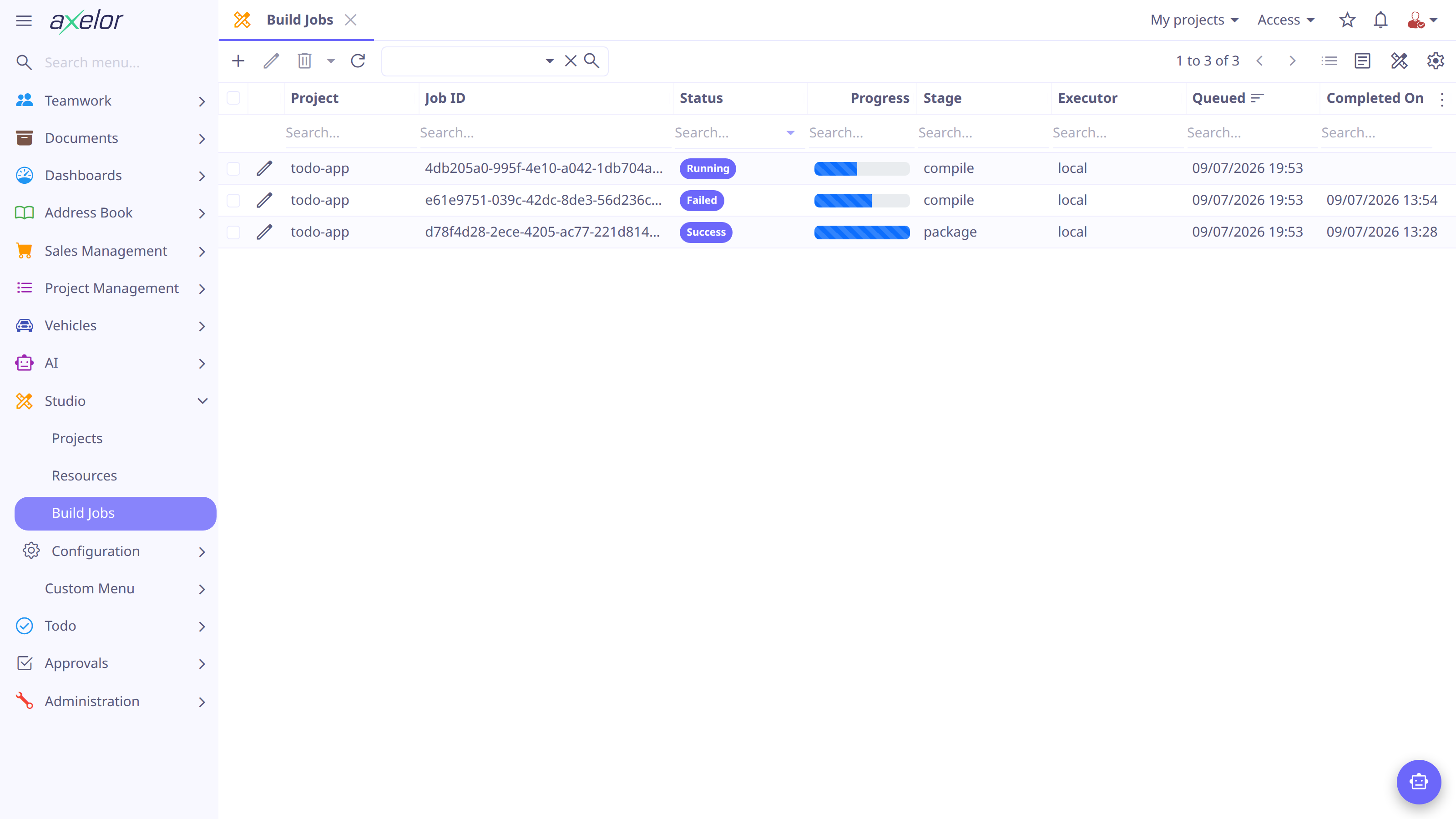 Build jobs grid