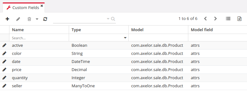 custom fields grid