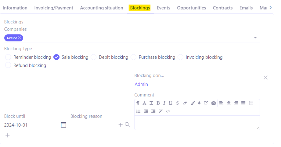 1.1 Blocking tab.
