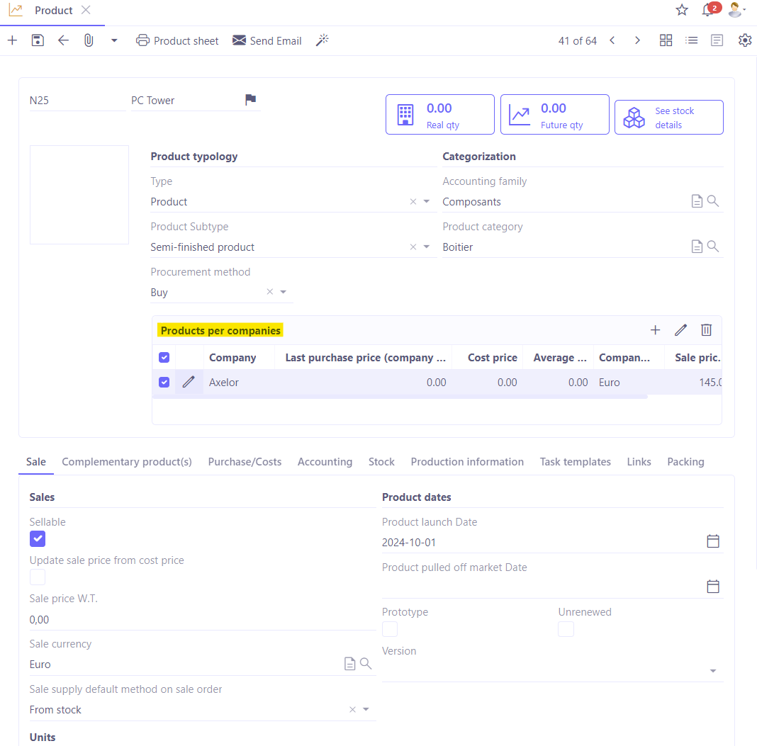 1.2. Products by company: this table displays values by company. Meaning, prices may vary from one company to another. Consequently, this difference will be shown in this table.
