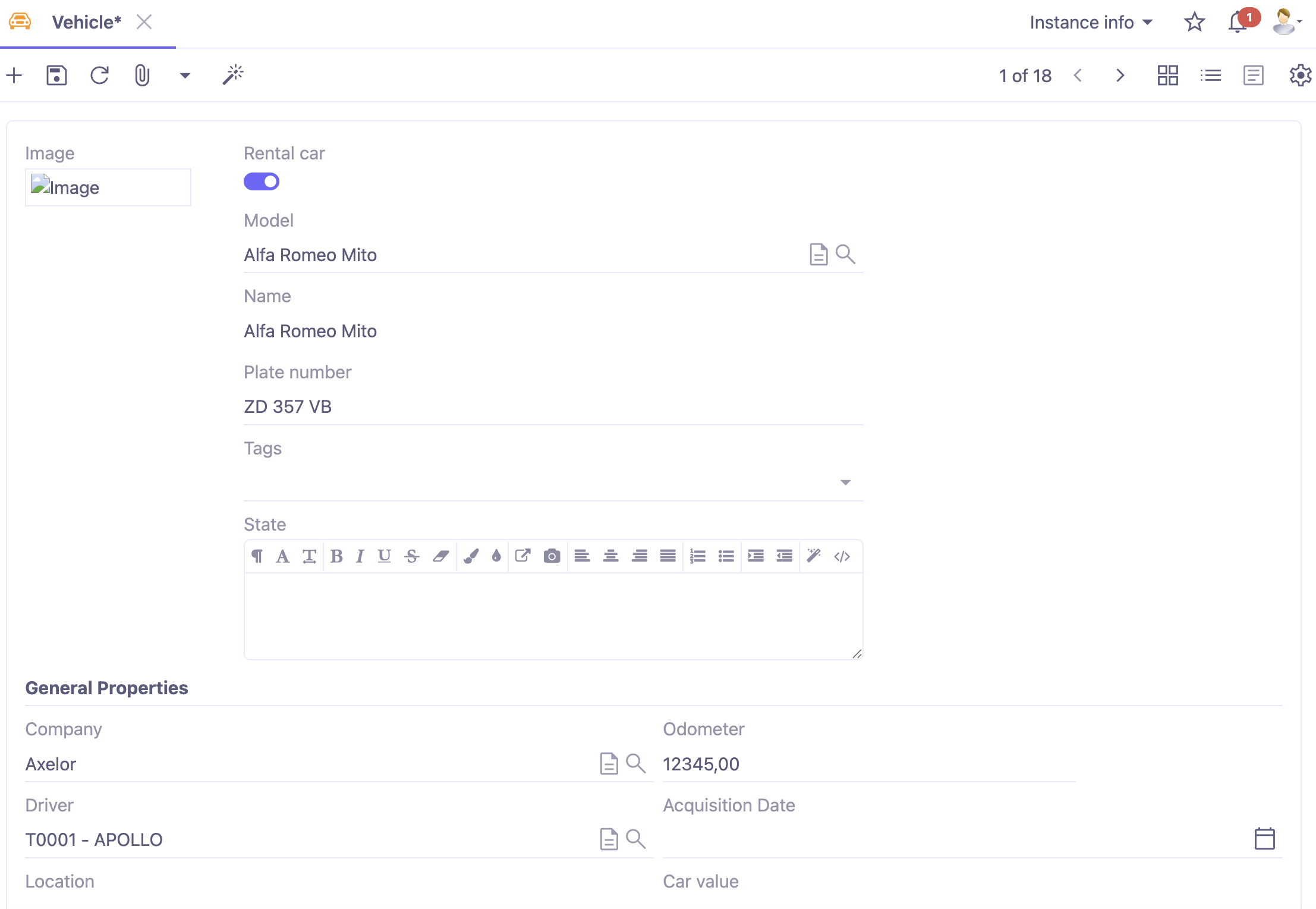 1.1. Access : Fleet → Vehicle.