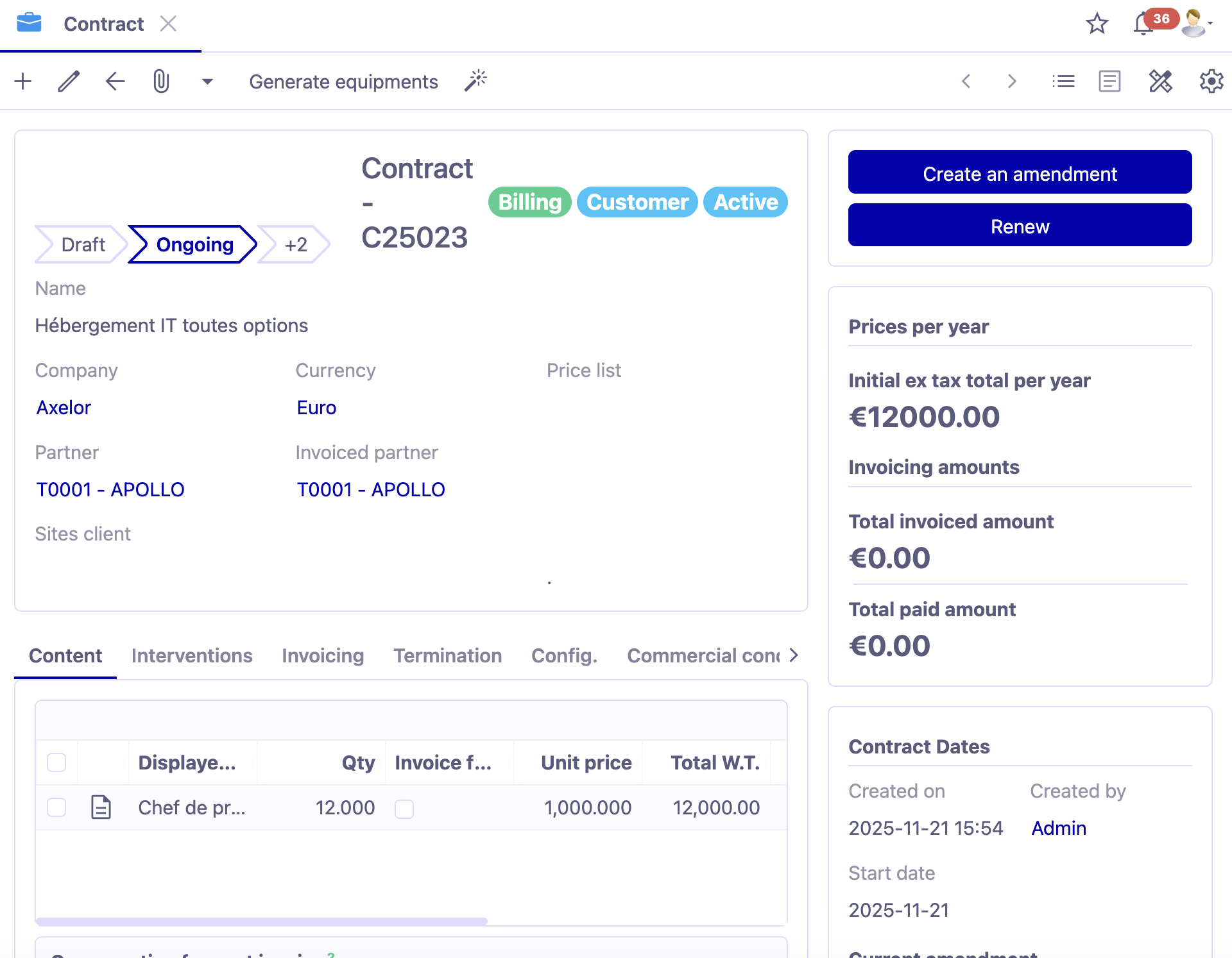 1.1. Customer contract file.