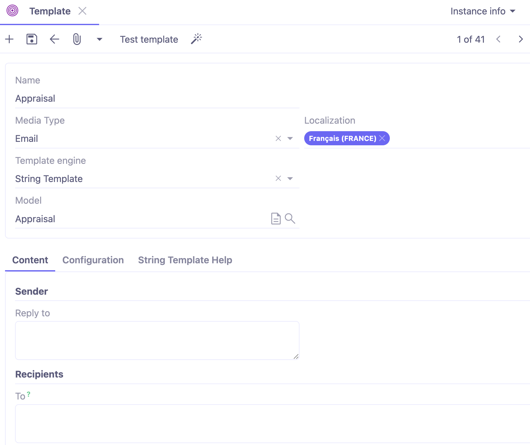 1.1. Access : Marketing → Configuration → Template.