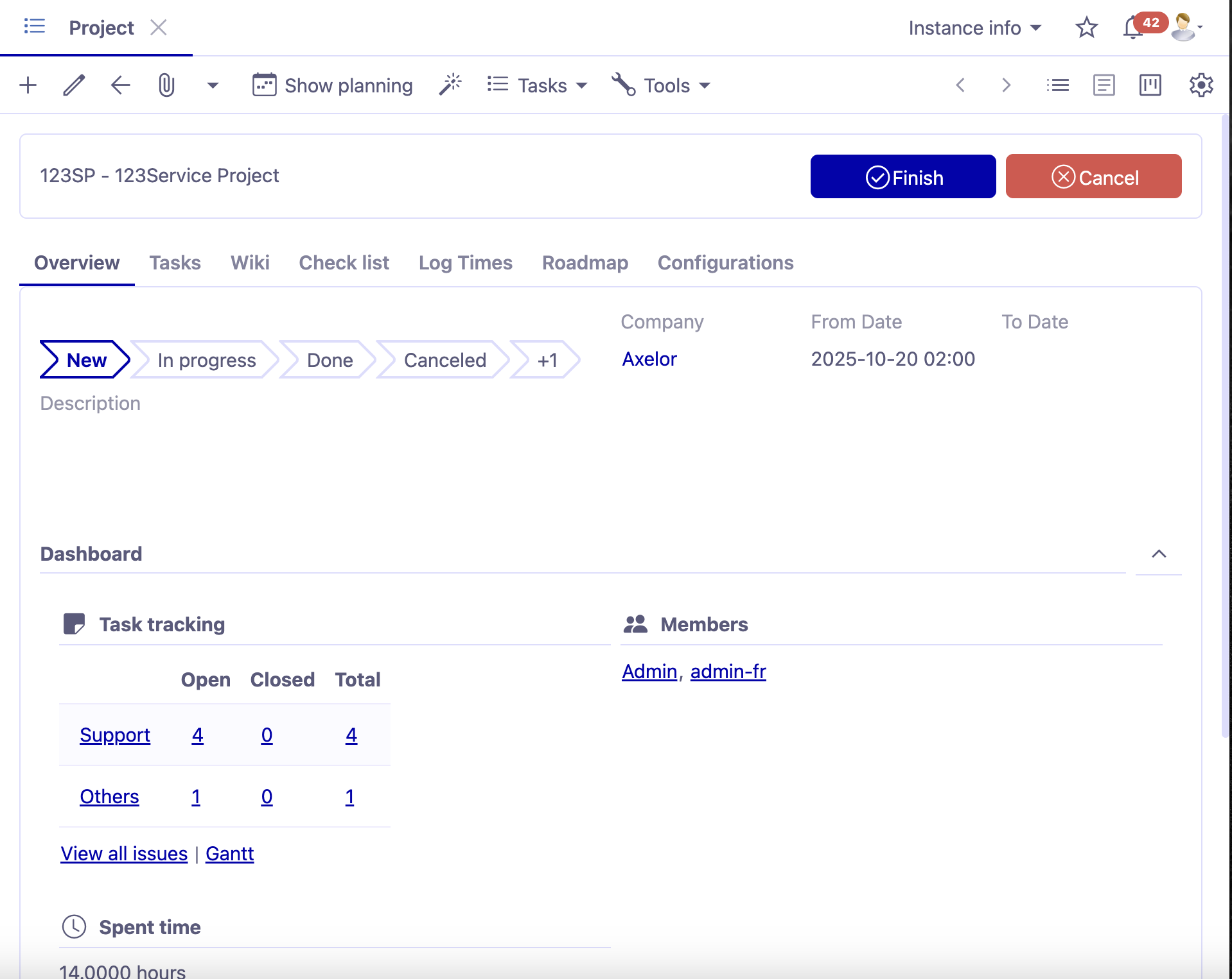 1.1. Access: Project management → Projects. On the image : a project file.