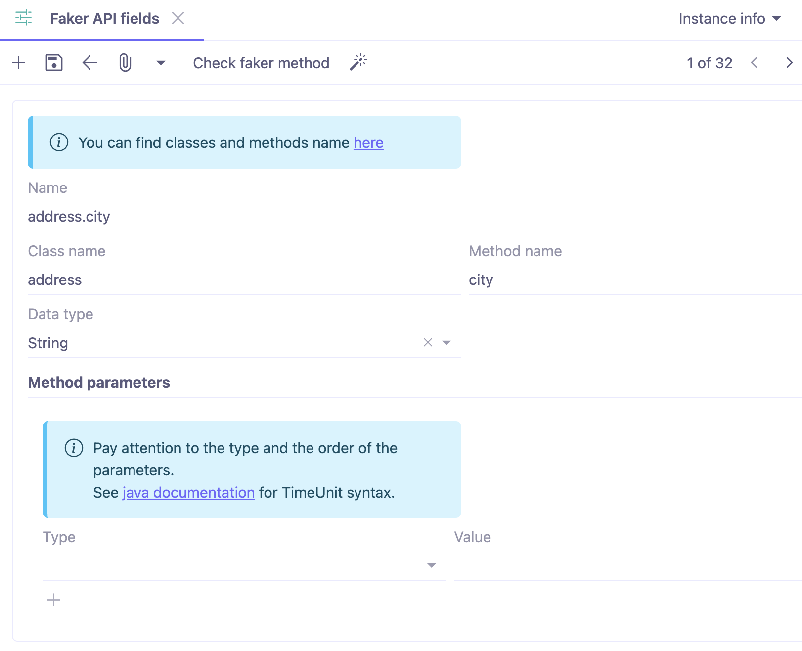 1.2. Access : Application config → Technical maintenance → Pseudonymization → Faker API Fields.