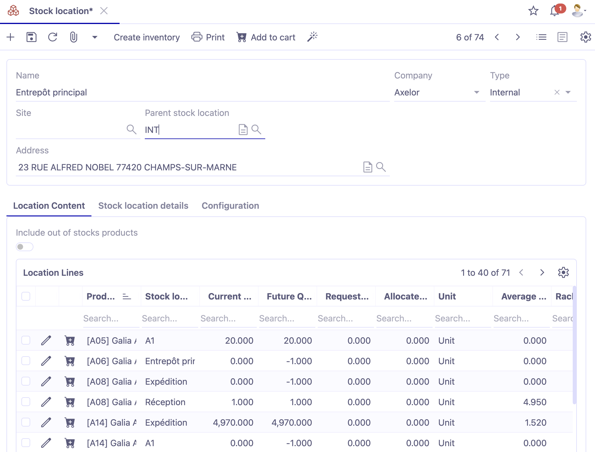 Location Stock Example Stock location | Axelor Open Suite