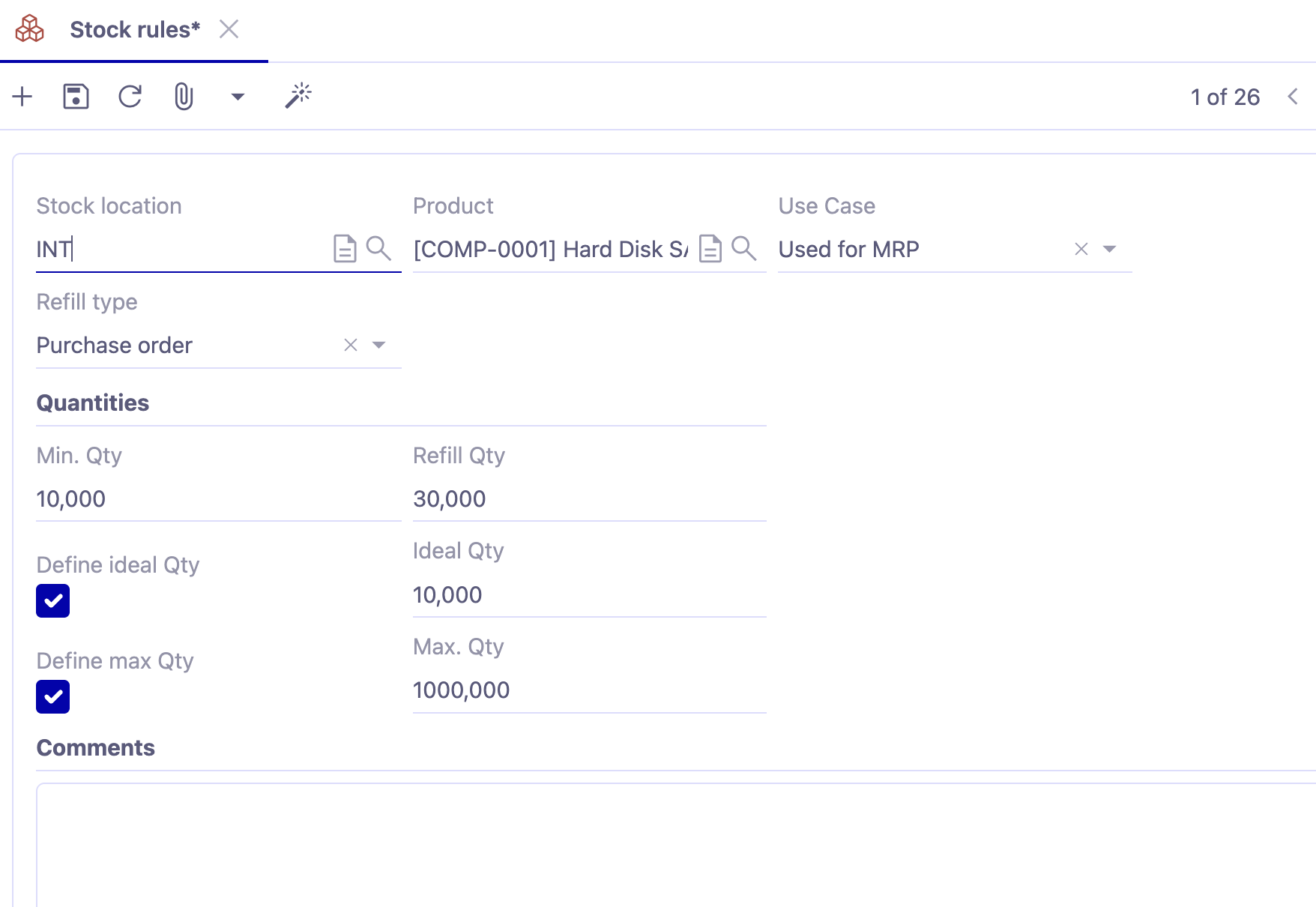 1.1. Access : Stock management → Configuration → Stock rules.