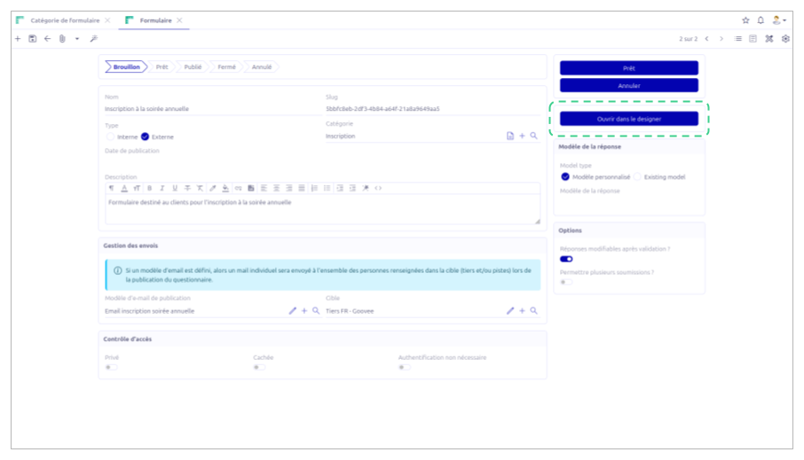 Accessing the designer from a form.