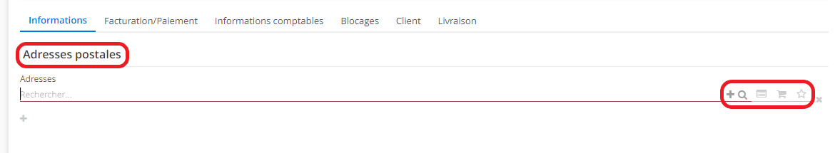 1.8. Indiquez de quelle type d’adresse il s’agit grâce aux icônes dans le champ de l’adresse (adresse de facturation / adresse de livraison / l’adresse par défaut).