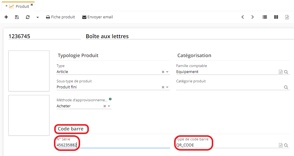 2.4. Une fois que vous avez activé les codes barres, vous pouvez les configurer sur la fiche produit.