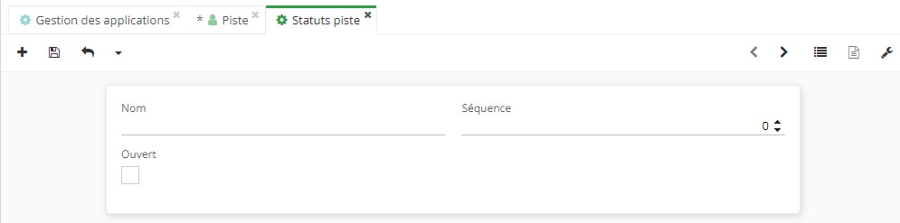 1.1. Fiche du statut des pistes (accès : CRM → Configuration → Statut personnalisé → Statuts piste).