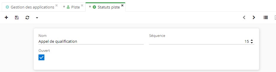 1.2. La création d’un statut d’une piste considérée comme “Ouverte” et d’une séquence qui permet de le placer dans le workflow (anciennes versions).