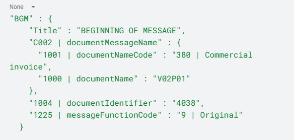 1.3. L'exemple précédent représenté en JSON.