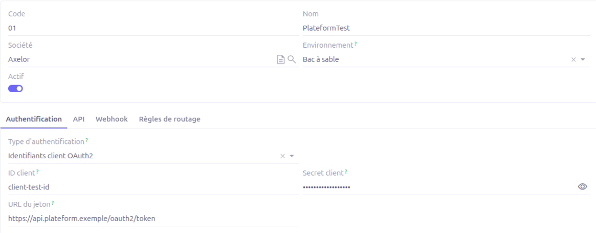Fiche de configuration d'une plateforme d'accès vers une Plateforme Agréée.