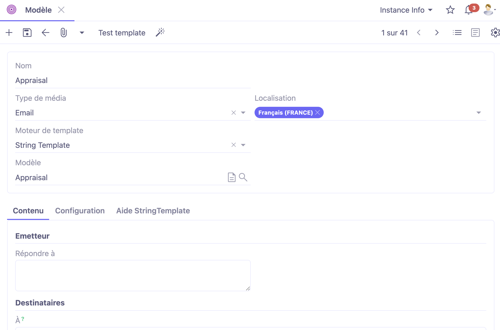 1.1. Accès : Marketing → Configuration → Modèles.