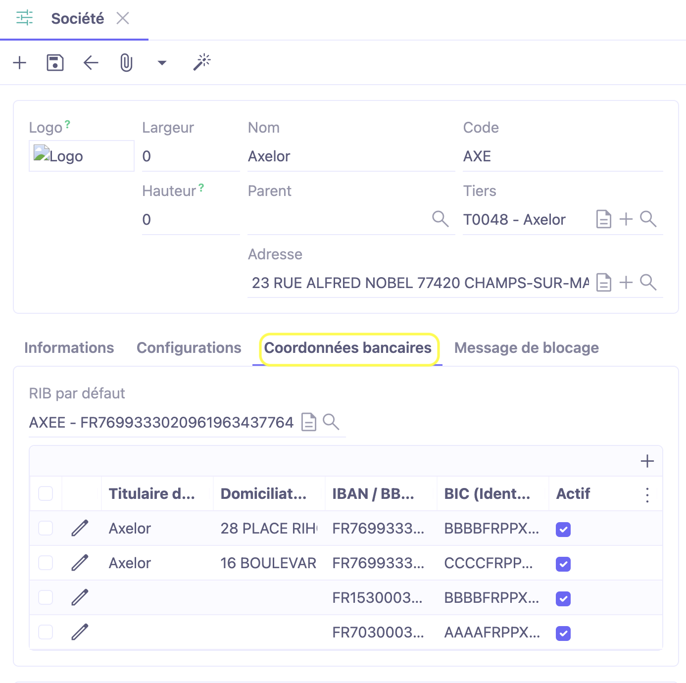 1.1. Accès : Config applicative → Gestion des applications → Paiement bancaire, configurer.