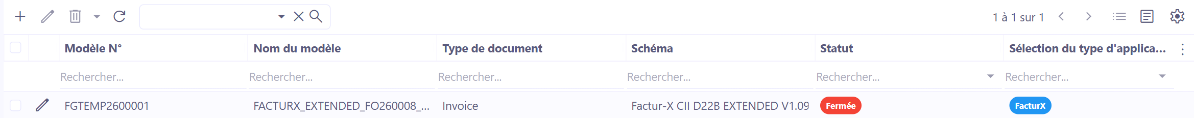 Liste des e-documents émis.