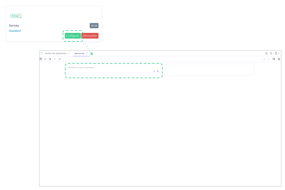 Configuration du modèle d'email par défaut.