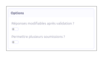 Configuration des options d'un formulaire.