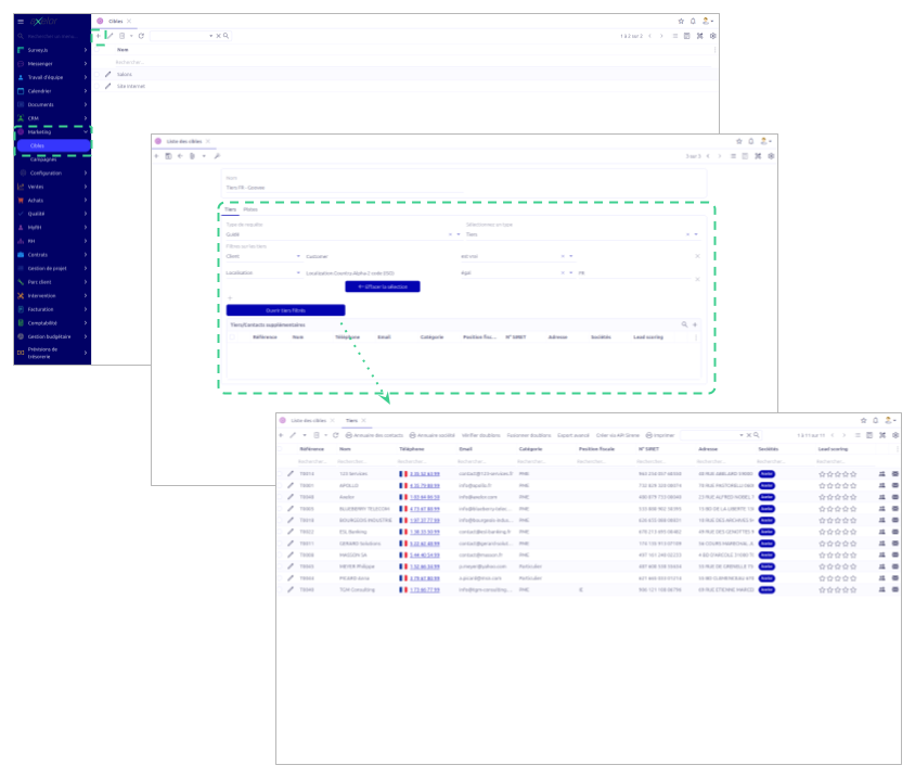 Configuration d'un ciblage externe à partir d'une liste de ciblage marketing.