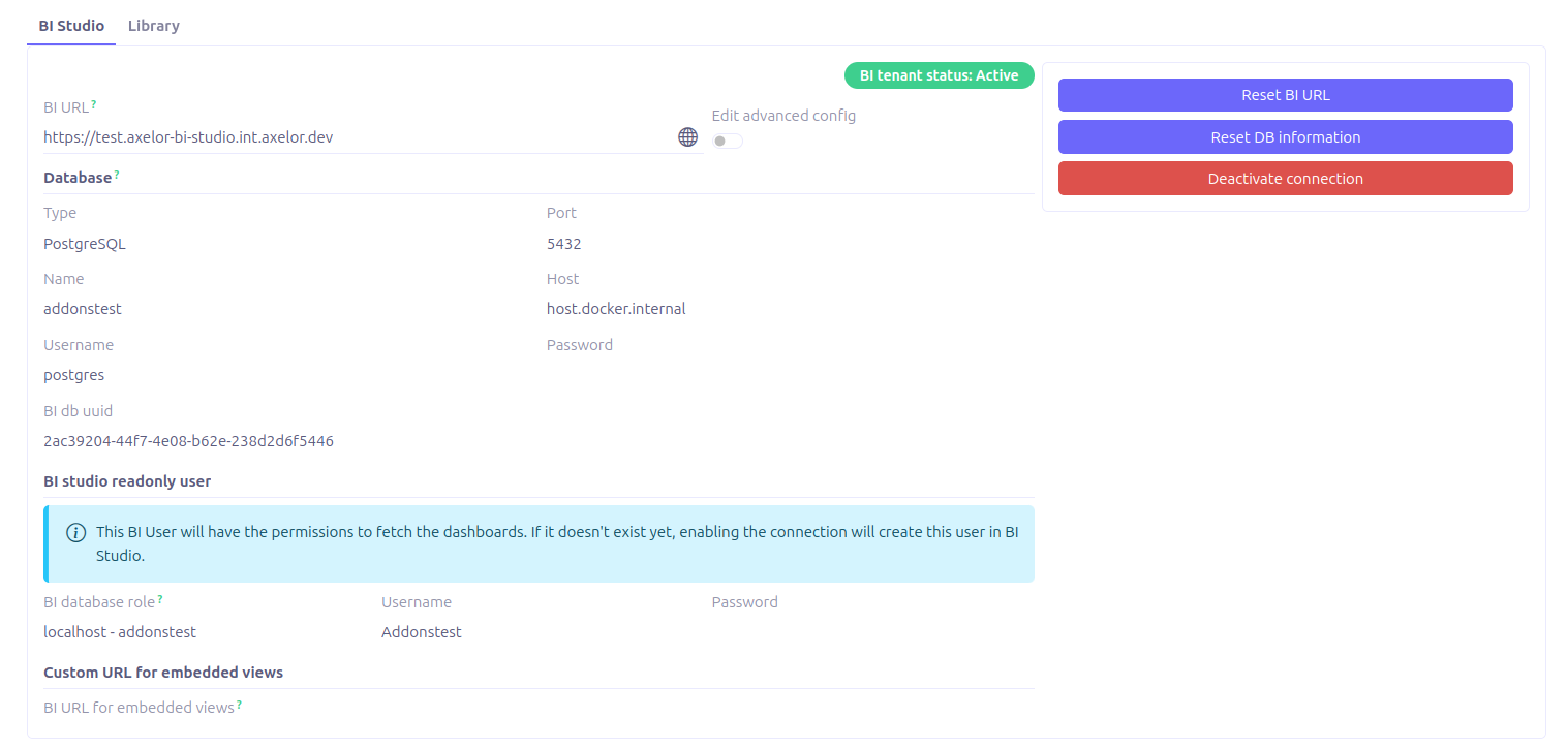 AppBi configuration page