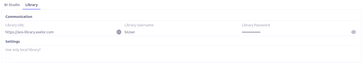Library configuration page