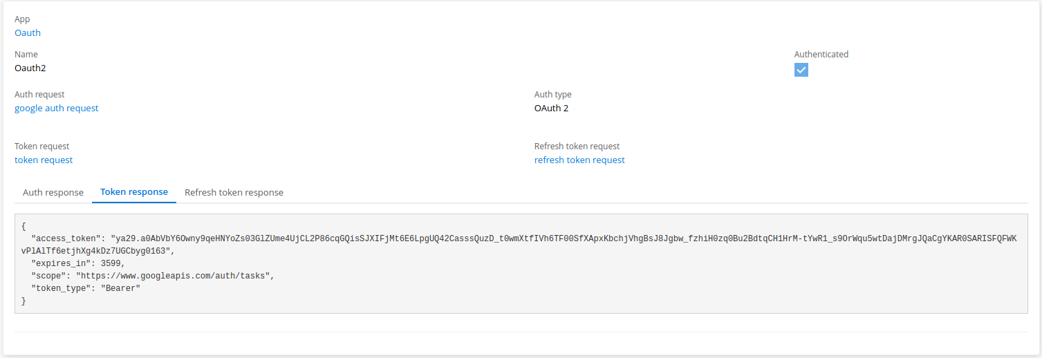 result oauth2 request