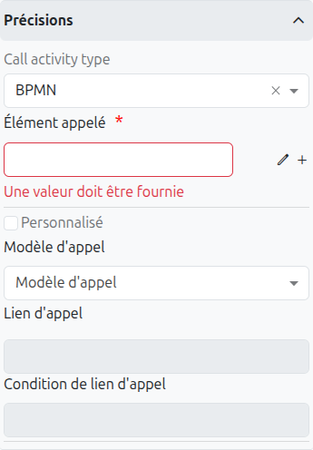 Axelor Call Activity configuration
