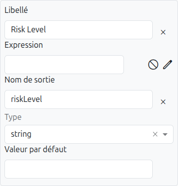 Output column properties panel