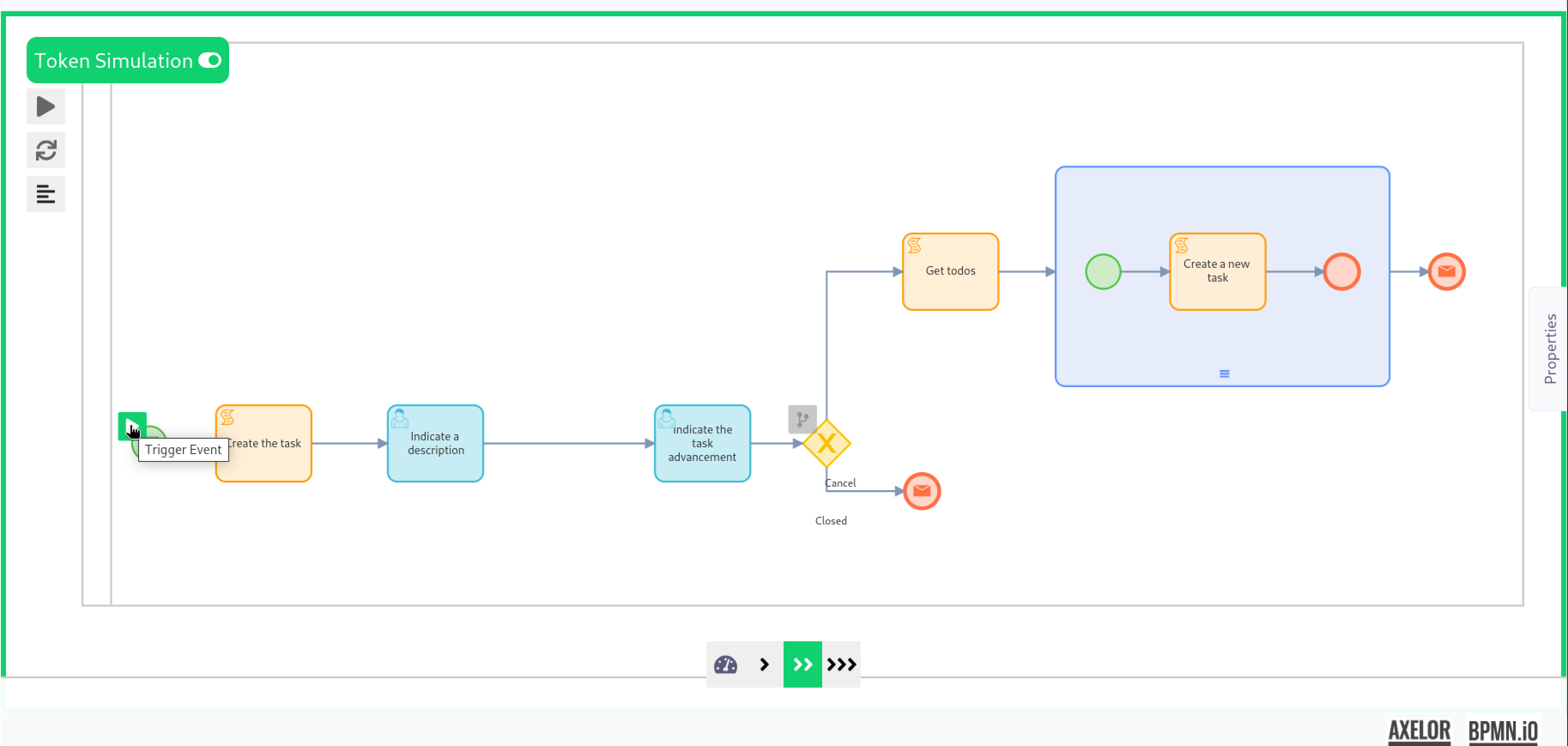 Token simulation start