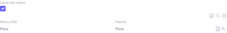 Menu generation section