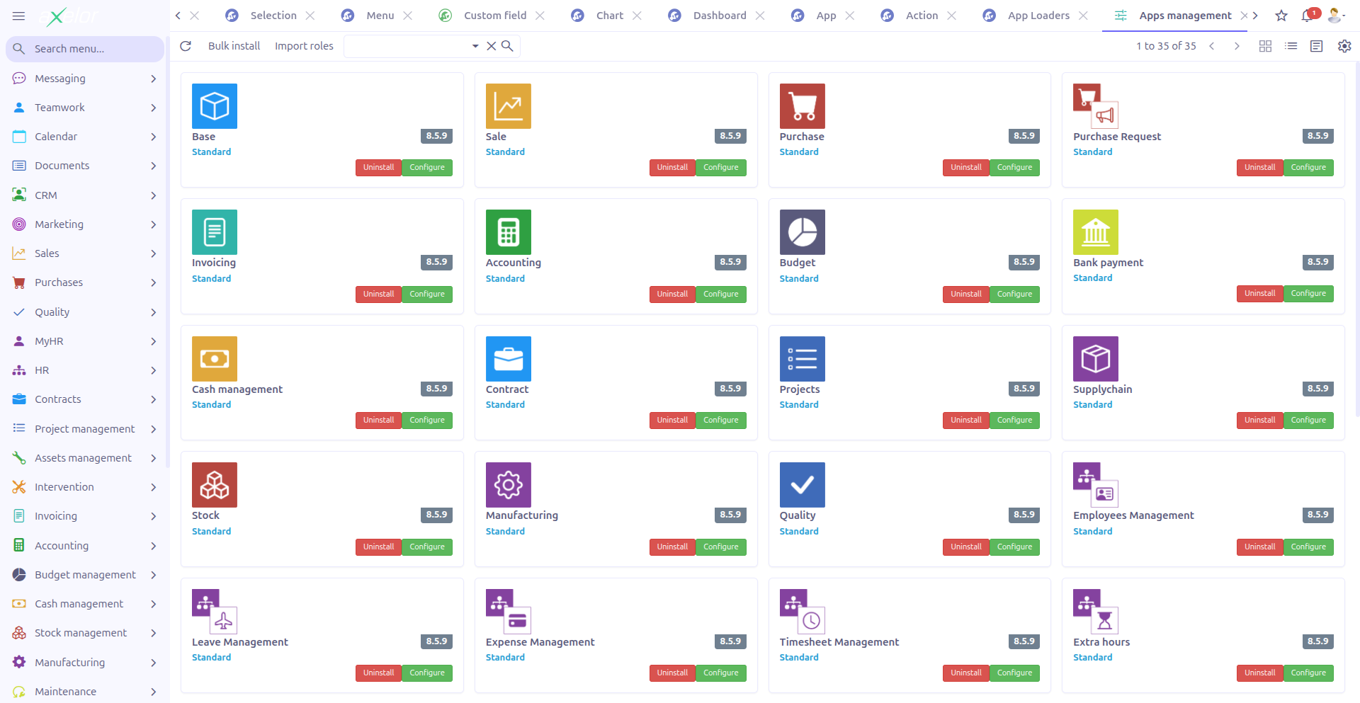 Apps Management cards view
