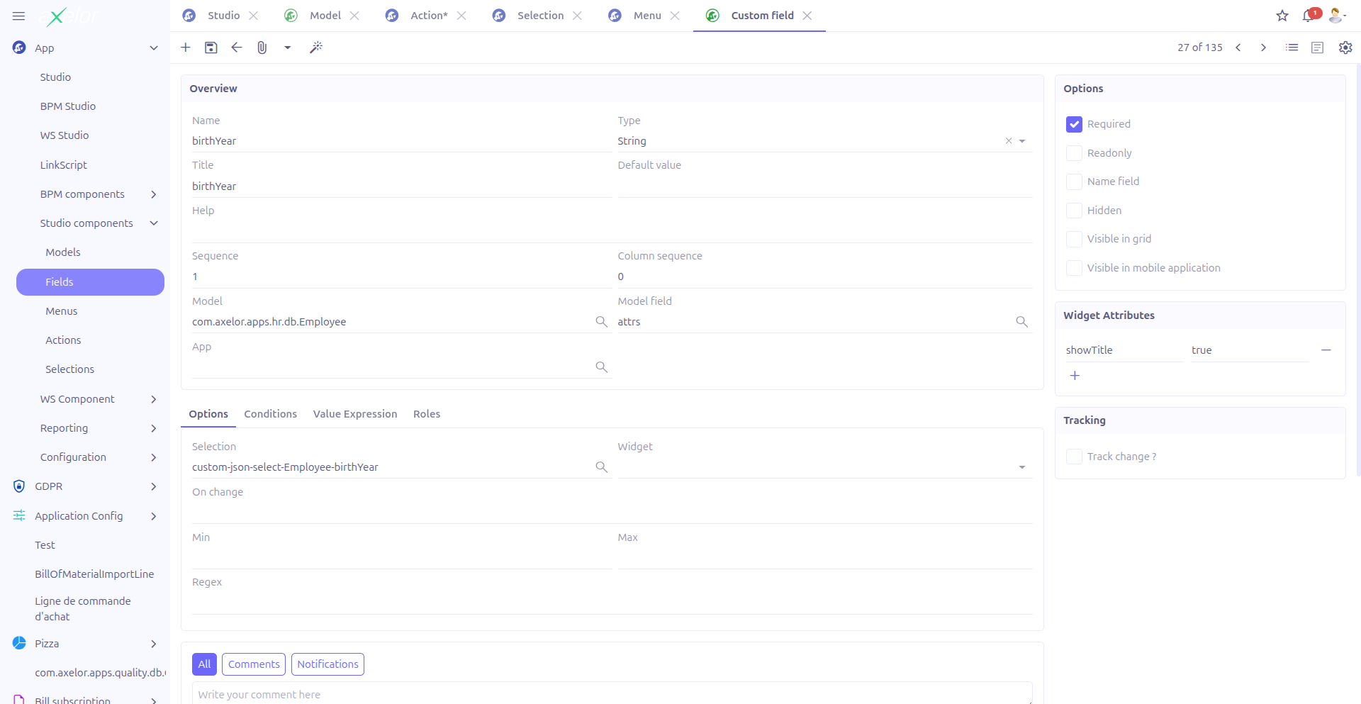 Custom Field form