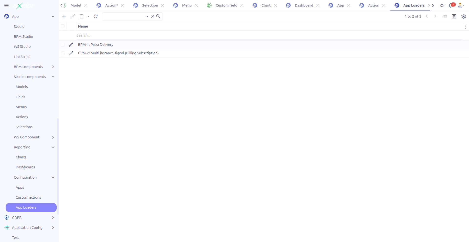 App Loaders grid view