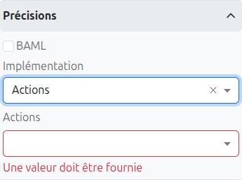 Actions implementation type