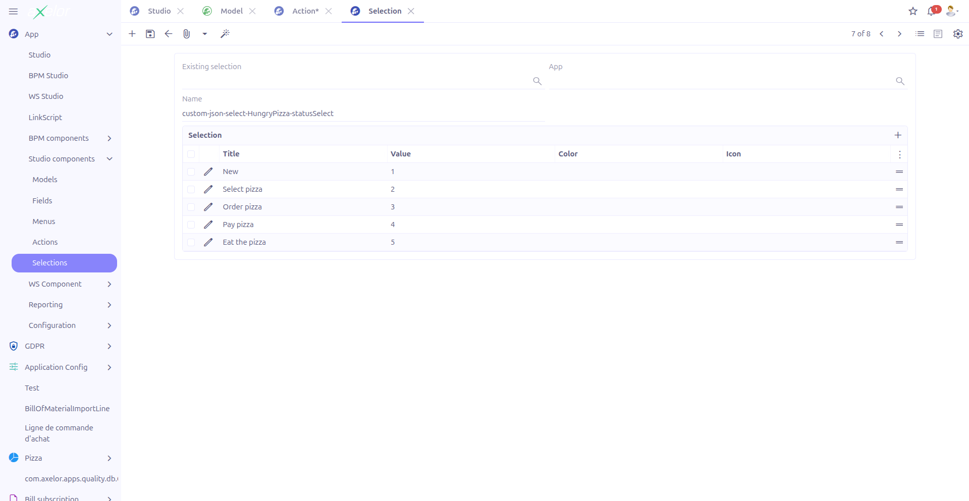 Studio Selection form
