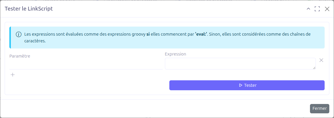 LinkScript test popup