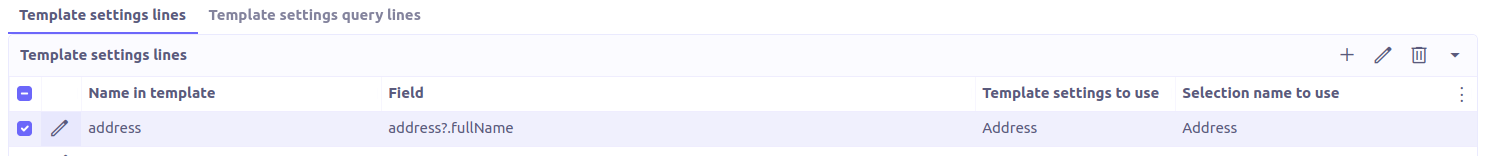 Syntex field inside template setting line