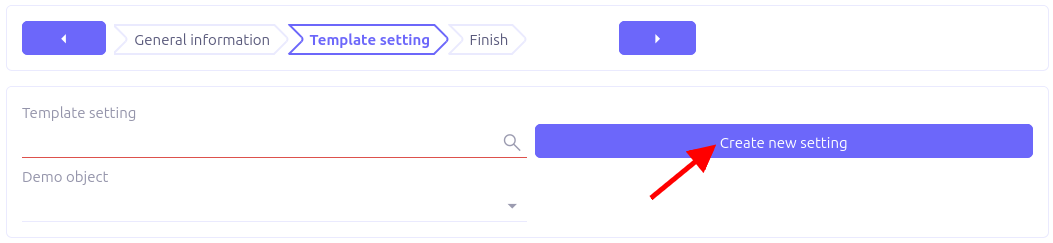 Template setting creation